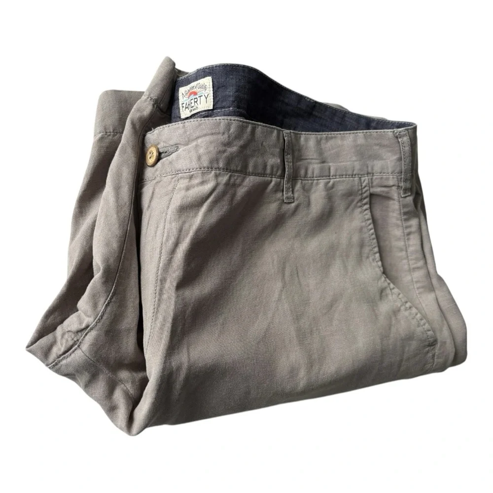 Faherty Tradewinds 9” inseam linen blend men’s shorts in Steel Dust | 38